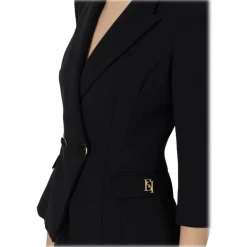 Elisabetta Franchi - Double-Breasted Screwed Jacket - Black - Jacket - Made in Italy - Luxury Exclusive Collection - Avvenice