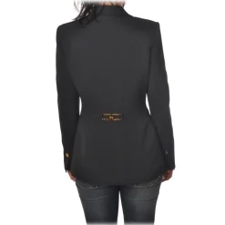 Elisabetta Franchi - Double-Breasted Screwed Jacket - Black - Jacket - Made in Italy - Luxury Exclusive Collection - Avvenice