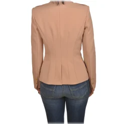 Elisabetta Franchi - Double-Breasted Jacket with Jewel Buttons - Beige - Jacket - Made in Italy - Luxury Exclusive Collection - Avvenice