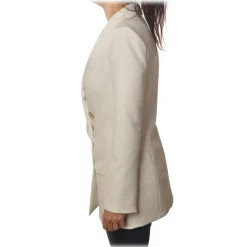 Elisabetta Franchi - Double-Breasted Model with Long Sleeve - White - Jacket - Made in Italy - Luxury Exclusive Collection - Avvenice