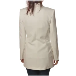 Elisabetta Franchi - Double-Breasted Model with Long Sleeve - White - Jacket - Made in Italy - Luxury Exclusive Collection - Avvenice