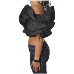 Elisabetta Franchi - Draped Crop Top - Black - Top - Made in Italy - Luxury Exclusive Collection - Avvenice