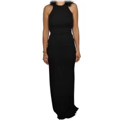 Elisabetta Franchi - Dress with Chain Detail on Neckline - Black - Dress - Made in Italy - Luxury Exclusive Collection - Avvenice