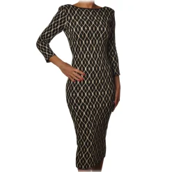 Elisabetta Franchi - Dress in Knitted Fabric Pattern - Black - Dress - Made in Italy - Luxury Exclusive Collection - Avvenice