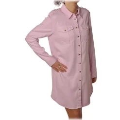 Elisabetta Franchi - Dress in Jeans with Buttons - Lillac - Dress - Made in Italy - Luxury Exclusive Collection - Avvenice