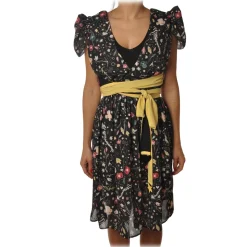 Elisabetta Franchi - Dress in Multicolor Pattern - Black - Dress - Made in Italy - Luxury Exclusive Collection - Avvenice