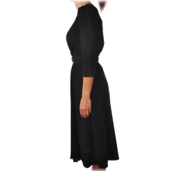 Elisabetta Franchi - Dress with Leather Belt - Black - Dress - Made in Italy - Luxury Exclusive Collection - Avvenice