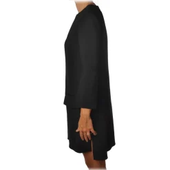 Elisabetta Franchi - Dress with V-Neck - Black - Dress - Made in Italy - Luxury Exclusive Collection - Avvenice