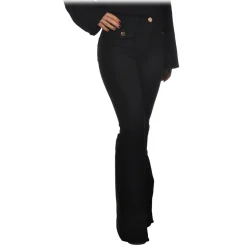 Elisabetta Franchi - Four Pocket Jeans Flared Leg - Black - Trousers - Made in Italy - Luxury Exclusive Collection - Avvenice