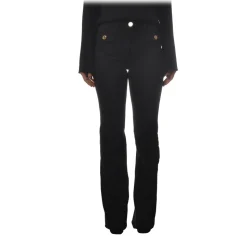 Elisabetta Franchi - Four Pocket Jeans Flared Leg - Black - Trousers - Made in Italy - Luxury Exclusive Collection - Avvenice