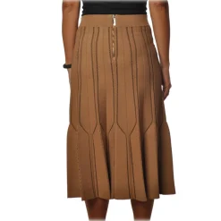 Elisabetta Franchi - High Skirt Elastic Waistband - Mou Black - Skirt - Made in Italy - Luxury Exclusive Collection - Avvenice