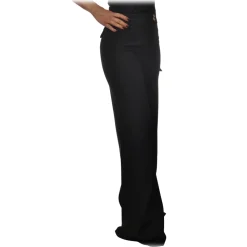 Elisabetta Franchi - High Waisted Wide Leg Trousers - Black - Trousers - Made in Italy - Luxury Exclusive Collection - Avvenice