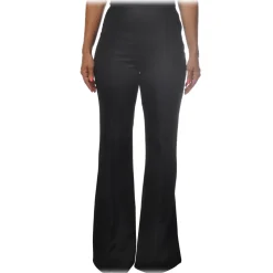 Elisabetta Franchi - High Waisted Wide Leg Trousers - Black - Trousers - Made in Italy - Luxury Exclusive Collection - Avvenice