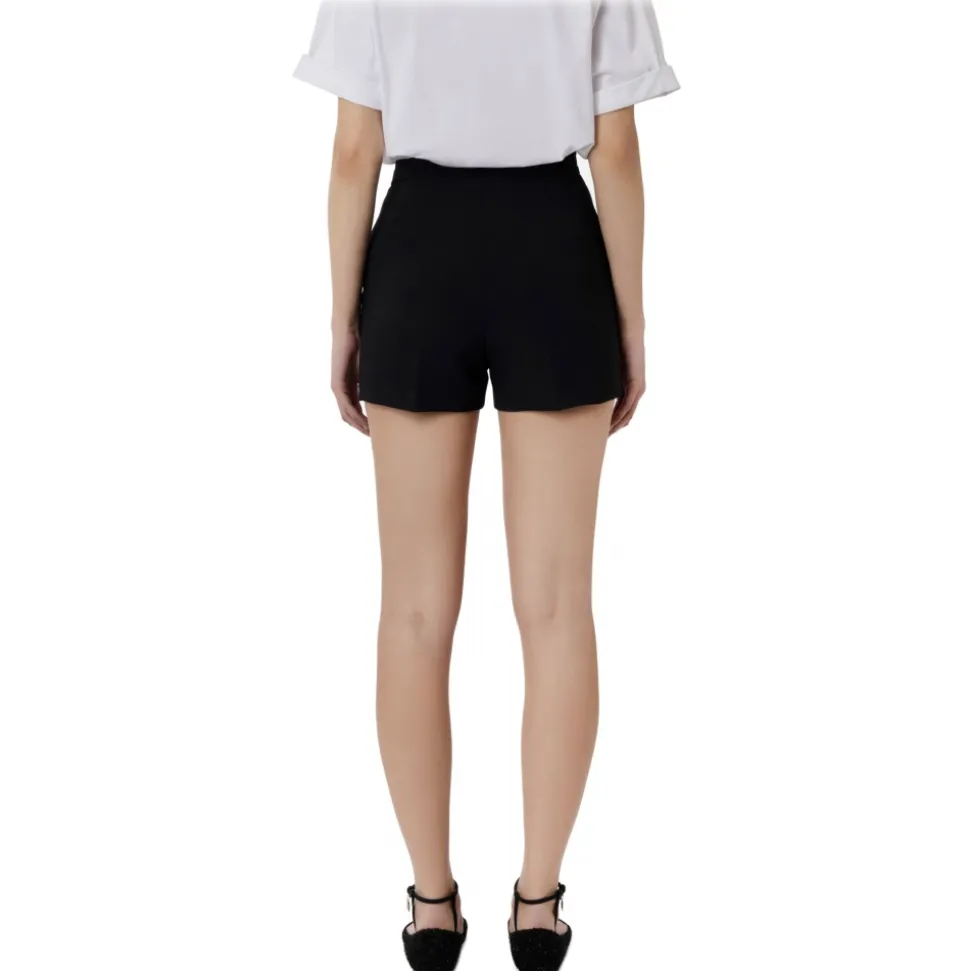 Elisabetta Franchi - High Waisted Shorts in Technical Fabric - Black - Trousers - Made in Italy - Luxury Exclusive Collection - Avvenice