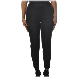 Elisabetta Franchi - High Waisted Straight Leg Trousers - Black - Trousers - Made in Italy - Luxury Exclusive Collection - Avvenice