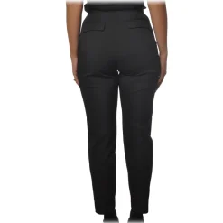 Elisabetta Franchi - High Waisted Straight Leg Trousers - Black - Trousers - Made in Italy - Luxury Exclusive Collection - Avvenice