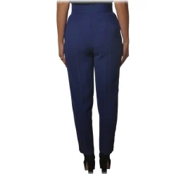 Elisabetta Franchi - High Waisted Straight Leg Trousers - Blue - Trousers - Made in Italy - Luxury Exclusive Collection - Avvenice