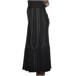 Elisabetta Franchi - High Skirt Elastic Waistband - Black Butter - Skirt - Made in Italy - Luxury Exclusive Collection - Avvenice