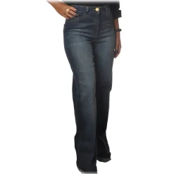 Elisabetta Franchi - High Waisted Jeans Wide Leg - Denim - Trousers - Made in Italy - Luxury Exclusive Collection - Avvenice