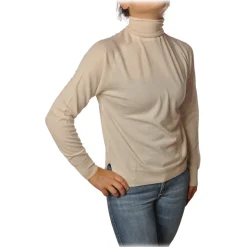 Elisabetta Franchi - High Neck Pullover - Butter - Sweater - Made in Italy - Luxury Exclusive Collection - Avvenice