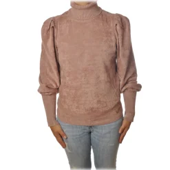 Elisabetta Franchi - High-Neck Sweater in Chenille - Mauve - Pullover - Made in Italy - Luxury Exclusive Collection - Avvenice
