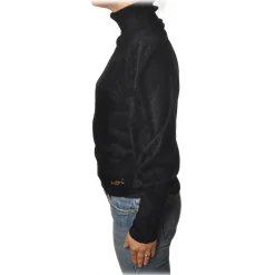 Elisabetta Franchi - High-Neck Sweater in Chenille - Black - Pullover - Made in Italy - Luxury Exclusive Collection - Avvenice