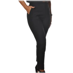 Elisabetta Franchi - High-Waisted Straight Leg - Black - Trousers - Made in Italy - Luxury Exclusive Collection - Avvenice