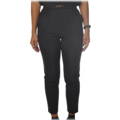 Elisabetta Franchi - High-Waisted Straight Leg - Black - Trousers - Made in Italy - Luxury Exclusive Collection - Avvenice