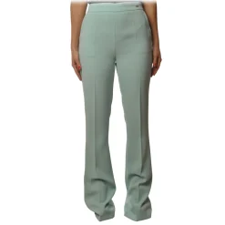 Elisabetta Franchi - High-Waisted Flare Trousers - Aquamarine - Trousers - Made in Italy - Luxury Exclusive Collection - Avvenice