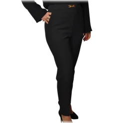 Elisabetta Franchi - High-Waisted Model with Zip - Black - Trousers - Made in Italy - Luxury Exclusive Collection - Avvenice