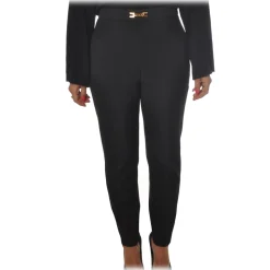 Elisabetta Franchi - High-Waisted Model with Zip - Black - Trousers - Made in Italy - Luxury Exclusive Collection - Avvenice