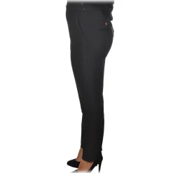 Elisabetta Franchi - High-Waisted Model with Zip - Black - Trousers - Made in Italy - Luxury Exclusive Collection - Avvenice