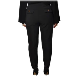 Elisabetta Franchi - High-Waisted Model with Zip - Black - Trousers - Made in Italy - Luxury Exclusive Collection - Avvenice