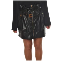 Elisabetta Franchi - High-Waisted Skirt with Zip - Black - Skirt - Made in Italy - Luxury Exclusive Collection - Avvenice