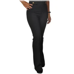 Elisabetta Franchi - High-Waisted with Flared Leg - Black - Trousers - Made in Italy - Luxury Exclusive Collection - Avvenice
