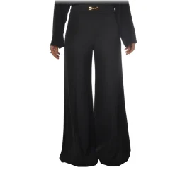 Elisabetta Franchi - High-Waisted Model with Wide Leg - Black - Trousers - Made in Italy - Luxury Exclusive Collection - Avvenice