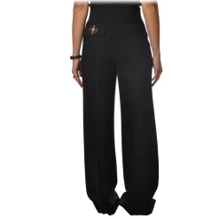 Elisabetta Franchi - High-Waist Wide Leg Trousers - Black - Trousers - Made in Italy - Luxury Exclusive Collection - Avvenice