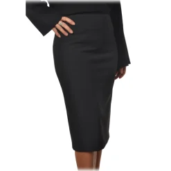 Elisabetta Franchi - High-Waisted Sheath Model with Zip - Black - Skirt - Made in Italy - Luxury Exclusive Collection - Avvenice