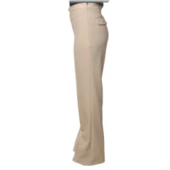 Elisabetta Franchi - High-Waisted Model with Wide Leg - Beige - Trousers - Made in Italy - Luxury Exclusive Collection - Avvenice