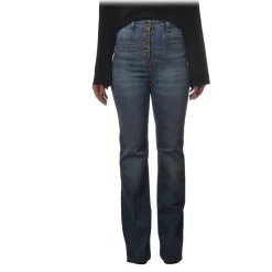 Elisabetta Franchi - High-Waisted Flare Jeans - Denim - Trousers - Made in Italy - Luxury Exclusive Collection - Avvenice