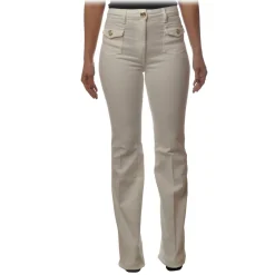 Elisabetta Franchi - High-Waisted Flare Jeans - White - Trousers - Made in Italy - Luxury Exclusive Collection - Avvenice