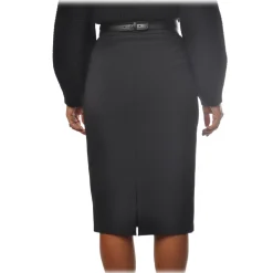 Elisabetta Franchi - High-Waisted Sheath Skirt - Black - Skirt - Made in Italy - Luxury Exclusive Collection - Avvenice