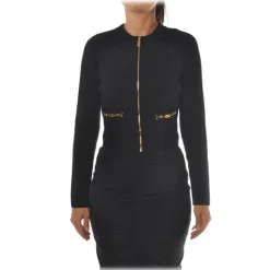 Elisabetta Franchi - Jacket with Gold Metal Details - Black - Jacket - Made in Italy - Luxury Exclusive Collection - Avvenice