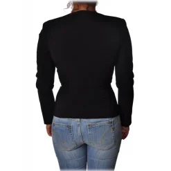 Elisabetta Franchi - Jacket without Collar with Zip - Black - Jacket - Made in Italy - Luxury Exclusive Collection - Avvenice