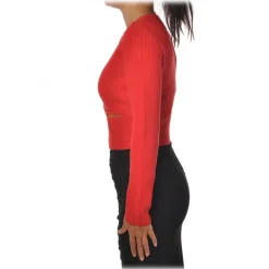 Elisabetta Franchi - Jacket with Pockets Finished with Metal - Red - Jacket - Made in Italy - Luxury Exclusive Collection - Avvenice