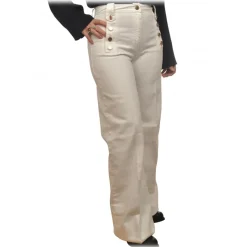 Elisabetta Franchi - Jeans with Trimmings Detail - White - Trousers - Made in Italy - Luxury Exclusive Collection - Avvenice