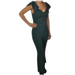 Elisabetta Franchi - Jumpsuit with Ruffles - Teal - Dress - Made in Italy - Luxury Exclusive Collection - Avvenice