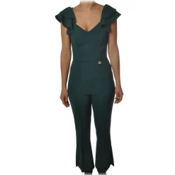Elisabetta Franchi - Jumpsuit with Ruffles - Teal - Dress - Made in Italy - Luxury Exclusive Collection - Avvenice