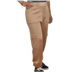 Elisabetta Franchi - Knit Yarn Trousers with Logo - Beige - Trousers - Made in Italy - Luxury Exclusive Collection - Avvenice