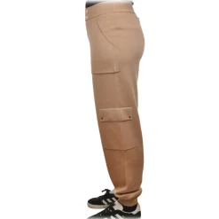 Elisabetta Franchi - Knit Yarn Trousers with Logo - Beige - Trousers - Made in Italy - Luxury Exclusive Collection - Avvenice